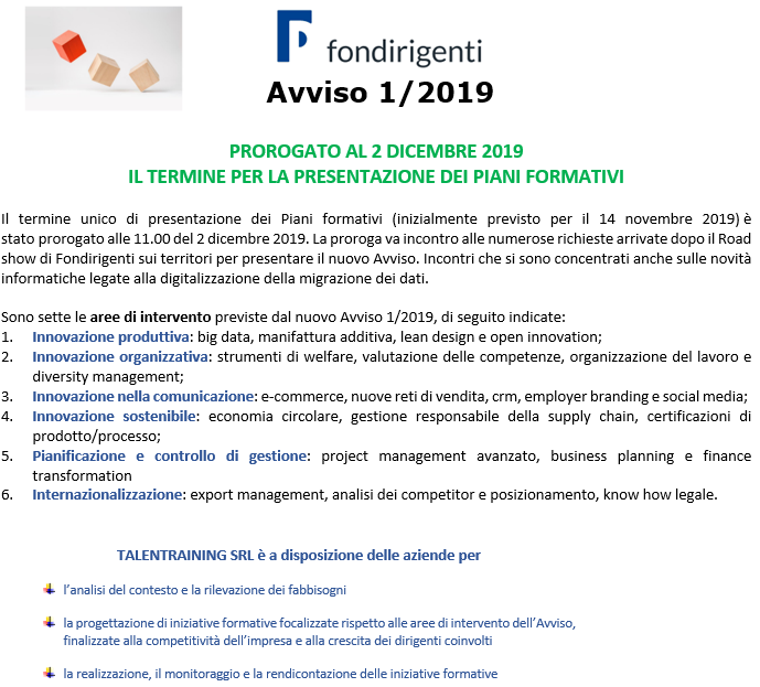 proroga fondirigenti talentraining